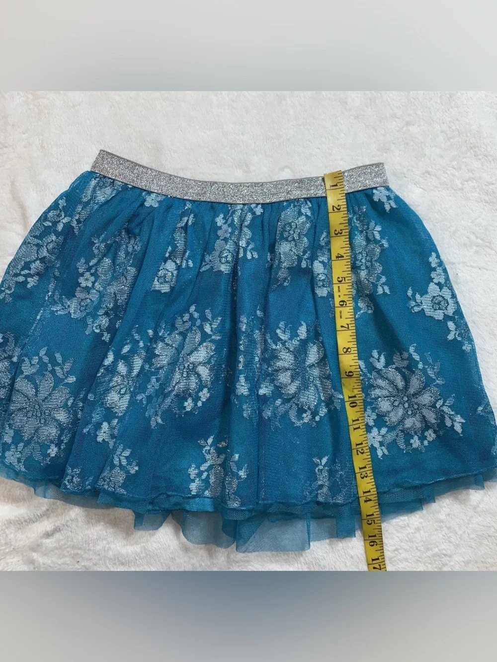 Justice Girls Metallic Lace Skorts size 14 lined